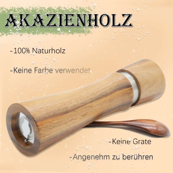 Pfeffermühle aus Akazienholz mit schöner Holzmaserung